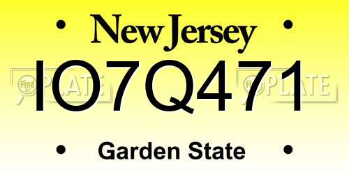 IO7Q471 New Jersey License Plate