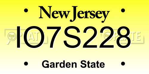 IO7S228 New Jersey License Plate