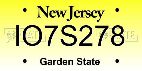IO7S278 New Jersey License Plate