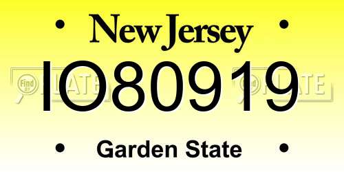 IO80919 New Jersey License Plate