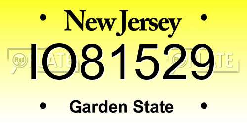 IO81529 New Jersey License Plate