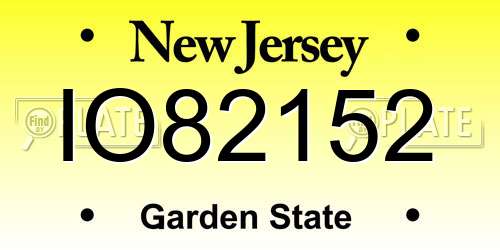 IO82152 New Jersey License Plate