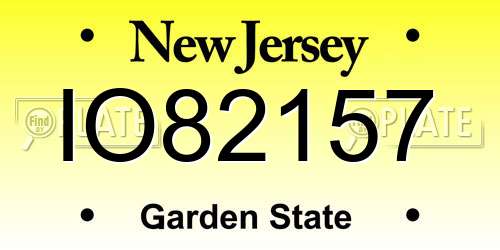 IO82157 New Jersey License Plate
