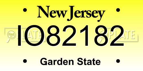 IO82182 New Jersey License Plate