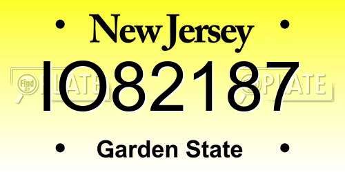 IO82187 New Jersey License Plate