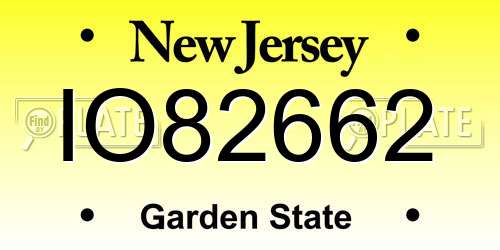 IO82662 New Jersey License Plate