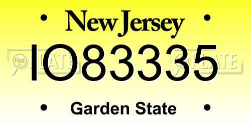 IO83335 New Jersey License Plate