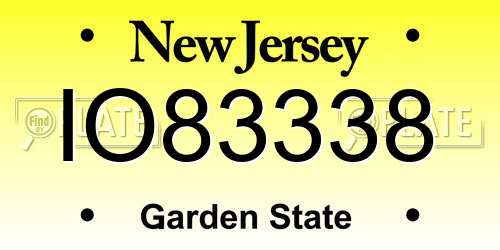 IO83338 New Jersey License Plate