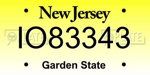 IO83343 New Jersey License Plate
