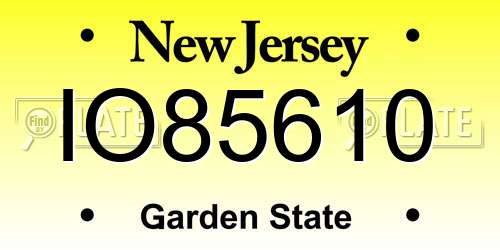 IO85610 New Jersey License Plate