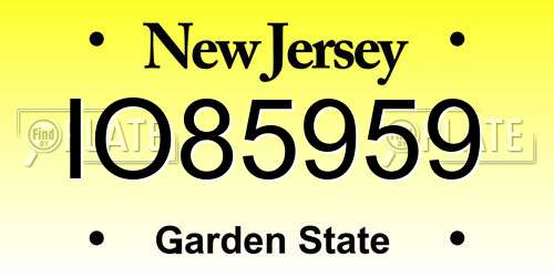 IO85959 New Jersey License Plate