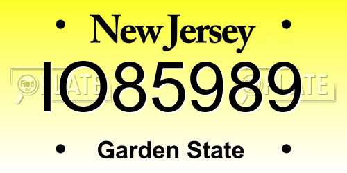 IO85989 New Jersey License Plate