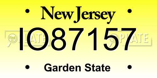 IO87157 New Jersey License Plate
