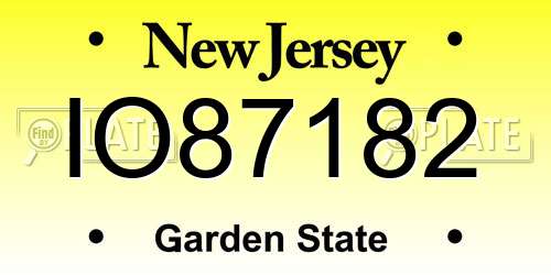 IO87182 New Jersey License Plate