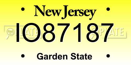 IO87187 New Jersey License Plate