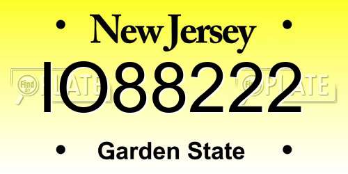 IO88222 New Jersey License Plate