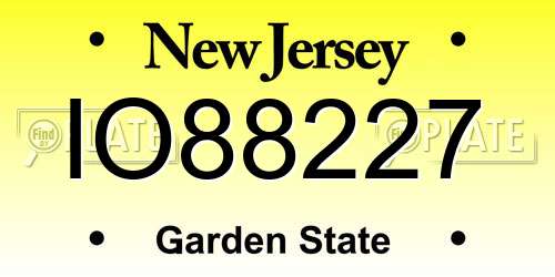 IO88227 New Jersey License Plate