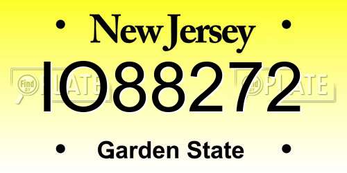 IO88272 New Jersey License Plate