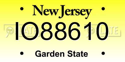 IO88610 New Jersey License Plate