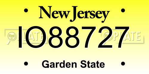 IO88727 New Jersey License Plate