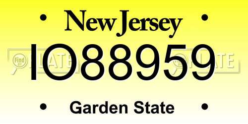 IO88959 New Jersey License Plate