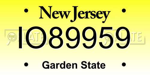 IO89959 New Jersey License Plate