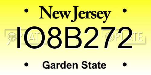 IO8B272 New Jersey License Plate
