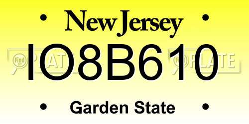 IO8B610 New Jersey License Plate