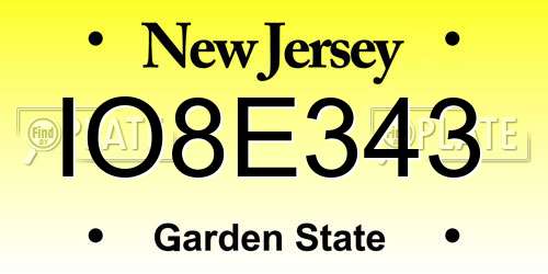 IO8E343 New Jersey License Plate