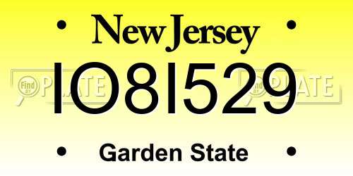IO8I529 New Jersey License Plate