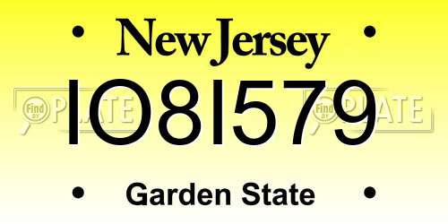 IO8I579 New Jersey License Plate