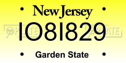 IO8I829 New Jersey License Plate