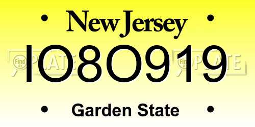 IO8O919 New Jersey License Plate