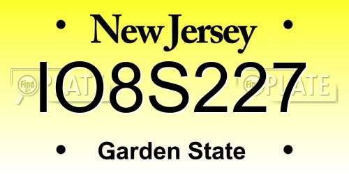 IO8S227 New Jersey License Plate
