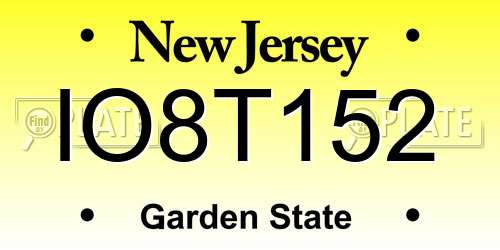 IO8T152 New Jersey License Plate