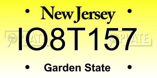 IO8T157 New Jersey License Plate