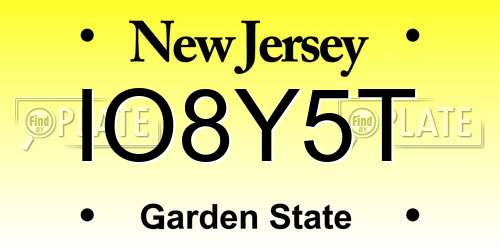 IO8Y5T New Jersey License Plate