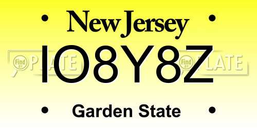IO8Y8Z New Jersey License Plate