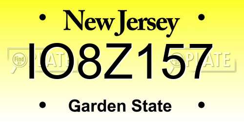 IO8Z157 New Jersey License Plate