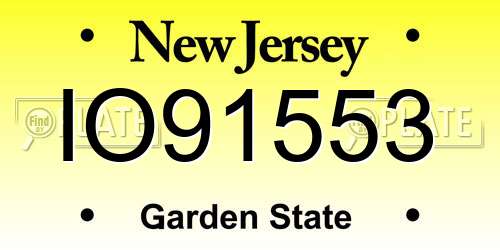 IO91553 New Jersey License Plate