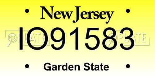 IO91583 New Jersey License Plate
