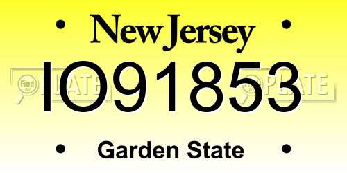 IO91853 New Jersey License Plate
