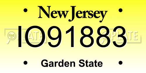 IO91883 New Jersey License Plate