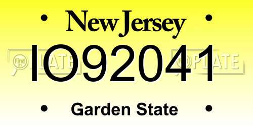 IO92041 New Jersey License Plate