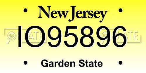 IO95896 New Jersey License Plate