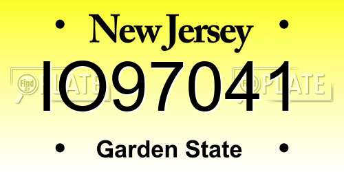 IO97041 New Jersey License Plate