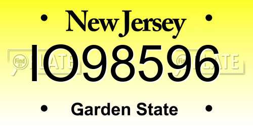 IO98596 New Jersey License Plate