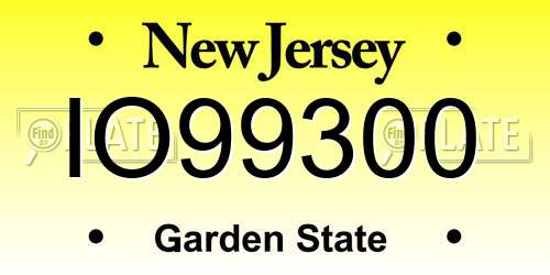 IO99300 New Jersey License Plate