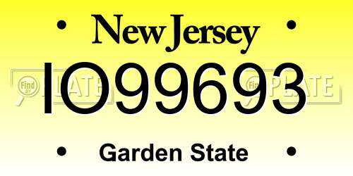 IO99693 New Jersey License Plate