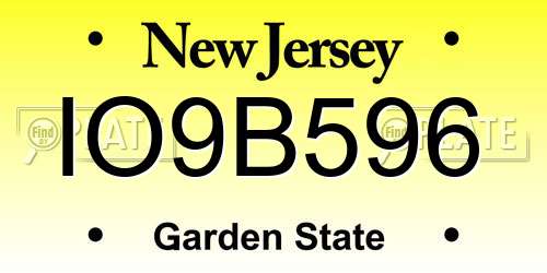 IO9B596 New Jersey License Plate